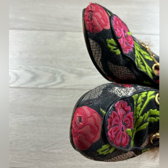 GUCCI Princetown Pink Floral Brocade Jacquard Fur Lined Loafer Slipper Mules - Picture 6 of 12